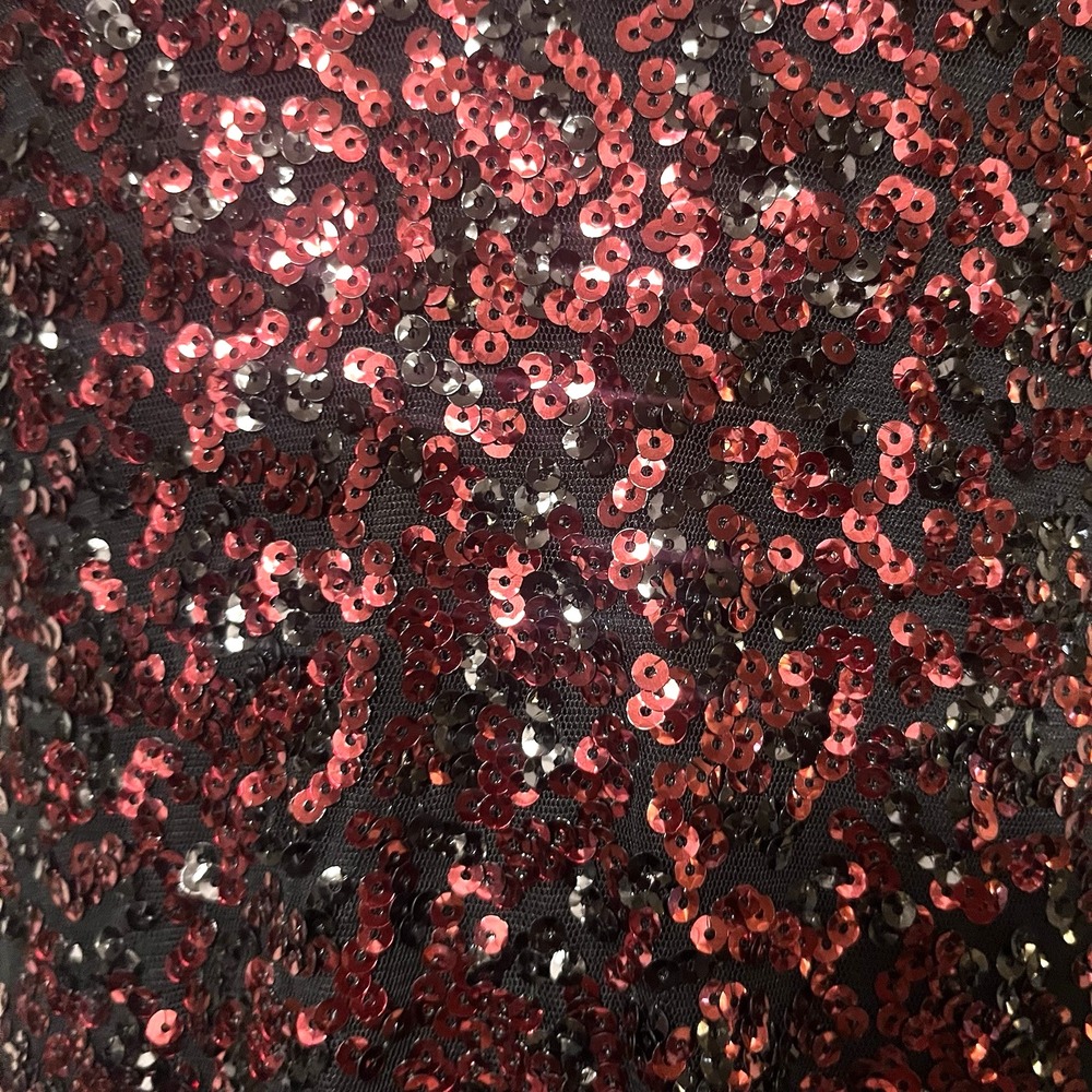 Express Women‎ Burgundy Black Sequin V-Neck Sheath Cocktail Mini Dress Size 2 - Picture 9 of 9